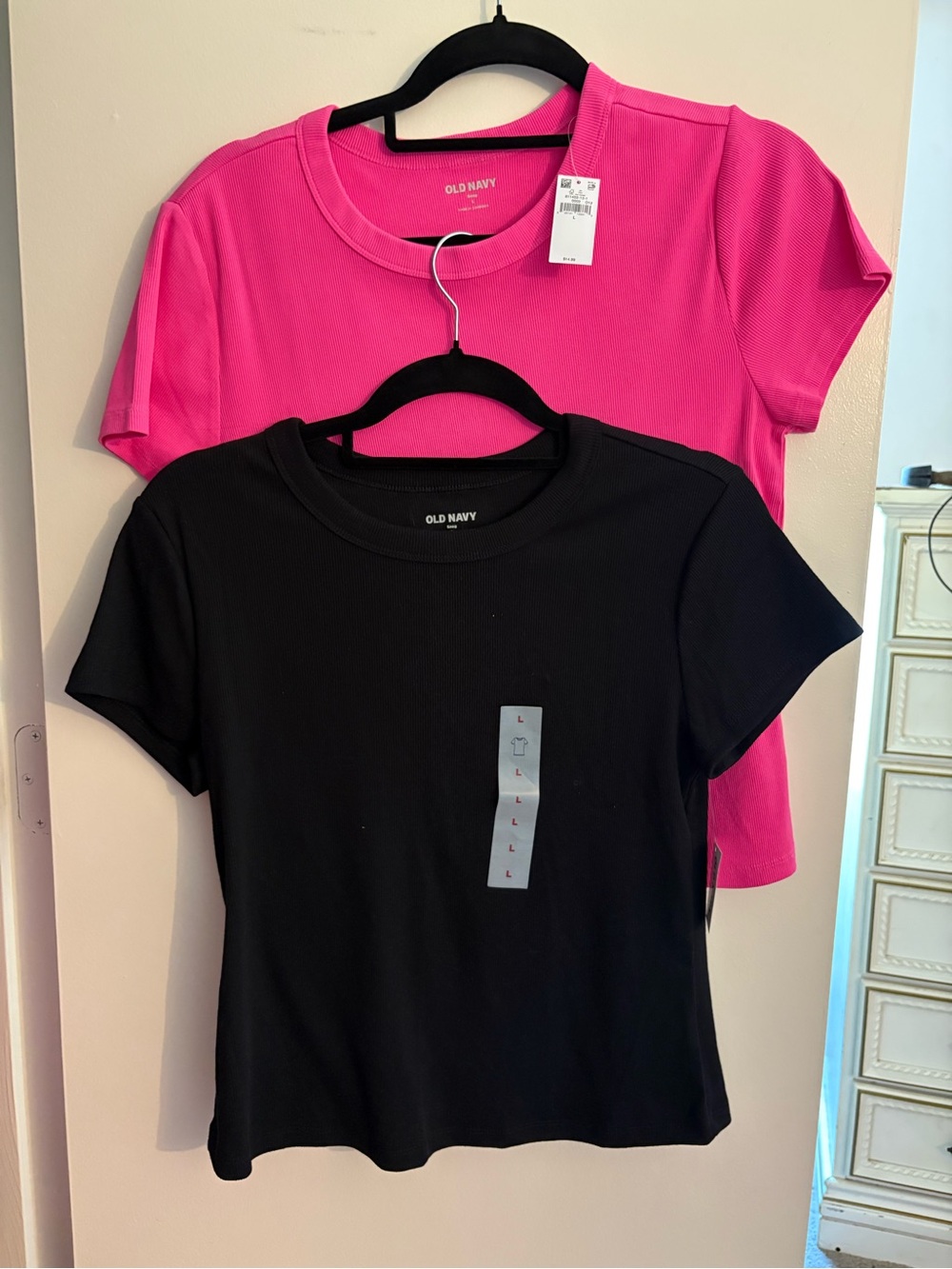 Old Navy Short Sleeve Crewneck Tees - Hot Pink & Black
